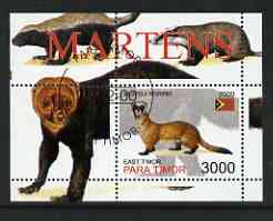 Timor (East) 2001 Marten perf m/sheet cto used, stamps on animals, stamps on martens