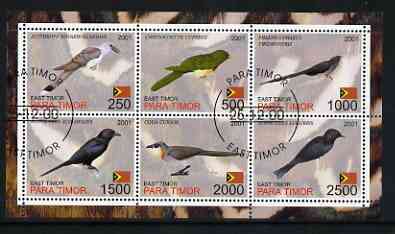 Timor (East) 2001 Cuckoos perf sheetlet containing set of 6 values cto used, stamps on birds, stamps on cuckoos