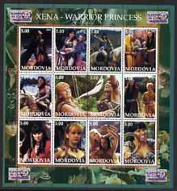 Mordovia Republic 2002 Xena - Warrior Princess #1 perf sheetlet containing set of 12 values unmounted mint, stamps on , stamps on  stamps on films, stamps on  stamps on cinema, stamps on  stamps on entertainments, stamps on  stamps on sci-fi