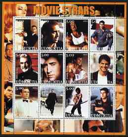 Udmurtia Republic 2002 Movie Stars #2 perf sheetlet containing set of 12 values unmounted mint (S Connery, Nicolas Cage, Stallone & Tom Cruise), stamps on , stamps on  stamps on entertainments, stamps on  stamps on cinema, stamps on  stamps on films, stamps on  stamps on , stamps on  stamps on scots, stamps on  stamps on scotland