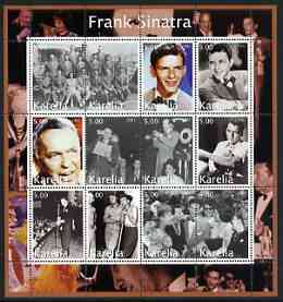 Karelia Republic 2002 Frank Sinatra #2 perf sheetlet containing set of 12 values unmounted mint, stamps on , stamps on  stamps on entertainments, stamps on  stamps on cinema, stamps on  stamps on films, stamps on  stamps on music, stamps on  stamps on sinatra, stamps on  stamps on personalities