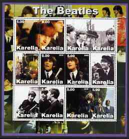 Karelia Republic 2002 The Beatles #2 perf sheetlet containing set of 12 values unmounted mint, stamps on personalities, stamps on music, stamps on pops, stamps on beatles