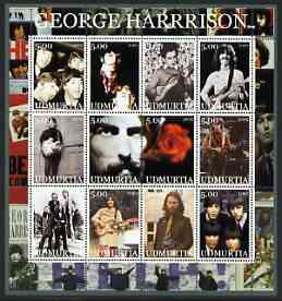 Udmurtia Republic 2002 George Harrison #1 perf sheetlet containing set of 12 values unmounted mint, stamps on , stamps on  stamps on personalities, stamps on  stamps on music, stamps on  stamps on pops, stamps on  stamps on beatles