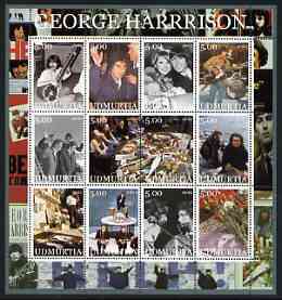 Udmurtia Republic 2002 George Harrison #2 perf sheetlet containing set of 12 values unmounted mint, stamps on personalities, stamps on music, stamps on pops, stamps on beatles
