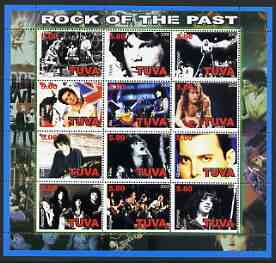 Touva 2002 Rock of the Past #1 perf sheetlet containing set of 12 values unmounted mint, stamps on personalities, stamps on music, stamps on pops, stamps on 