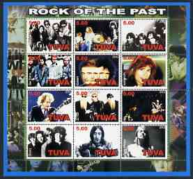 Touva 2002 Rock of the Past #3 perf sheetlet containing set of 12 values unmounted mint, stamps on personalities, stamps on music, stamps on pops, stamps on 