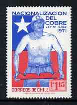 Chile 1971 Copper Miner 5E unmounted mint, SG 696*, stamps on , stamps on  stamps on mining, stamps on  stamps on copper