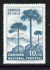 Chile 1967 National Afforestation Campaign 10c unmounted mint, SG 583*, stamps on trees