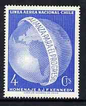 Chile 1964 Alliance for Progress & Pres Kennedy Commemoration unmounted mint, SG 549*, stamps on kennedy, stamps on usa, stamps on presidents, stamps on globes