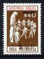 Portuguese India 1961 40c Charity Tax stamp (Children with Nurse) surcharged 7np (prepared for use prior to the invasion but unissued) unmounted mint , stamps on children