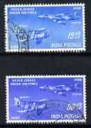 India 1958 Silver Jubilee of Indian Air Force set of 2 fine used, SG 397-98, stamps on aviation