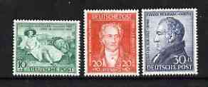 Germany - Allied Occupation - 1949 Birth Bicentenary of Goethe (poet) perf set of 3 unmounted mint SG A148-150 , stamps on personalities, stamps on literature, stamps on poetry, stamps on masonics, stamps on masonry