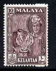 Malaya - Kelantan 1961 Tiger 10c maroon (from def set) unmounted mint, SG 101*