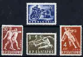 Bulgaria 1949 Physical Culture perf set of 4 unmounted mint, SG 756-59*, stamps on , stamps on  stamps on javelin, stamps on  stamps on sport, stamps on  stamps on motorbikes, stamps on  stamps on hurdles, stamps on  stamps on tractors, stamps on  stamps on militaria