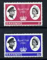 Bahamas 1966 Royal Visit perf set of 2 unmounted mint, SG 271-72, stamps on , stamps on  stamps on royalty, stamps on  stamps on royal visits