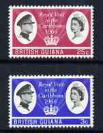 British Guiana 1966 Royal Visit perf set of 2 unmounted mint, SG 376-77, stamps on royalty, stamps on royal visits