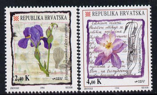 Croatia 1994 Flowers set of 2 unmounted mint SG 277-8, stamps on , stamps on  stamps on flowers