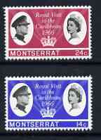 Montserrat 1966 Royal Visit perf set of 2 unmounted mint, SG 183-84, stamps on , stamps on  stamps on royalty, stamps on  stamps on royal visits