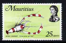 Mauritius 1969-73 Spiny Shrimp 25c glazed paper (from def set) unmounted mint, SG 389a, stamps on , stamps on  stamps on marine life