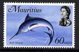 Mauritius 1972-74 Blue Marlin 60c glazed paper (from def set) unmounted mint, SG 449, stamps on , stamps on  stamps on marine life, stamps on  stamps on fish, stamps on  stamps on gamefish