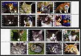 Rwanda 2002 Domestic Cats perf set of 16 cto used, stamps on , stamps on  stamps on cats