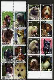 Congo 2002 Dogs #01 perf set of 16 cto used, stamps on dogs