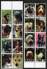 Congo 2002 Dogs #01 perf set of 16 cto used, stamps on , stamps on  stamps on dogs