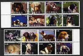 Congo 2002 Dogs #02 perf set of 16 cto used, stamps on dogs