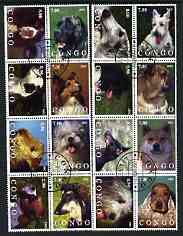 Congo 2002 Dogs #05 perf set of 16 cto used, stamps on dogs, stamps on newfoundland, stamps on 