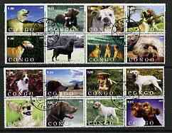 Congo 2003 Dogs #01 perf set of 16 cto used, stamps on , stamps on  stamps on dogs