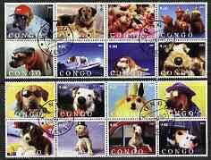 Congo 2003 Dogs #02 perf set of 16 cto used, stamps on , stamps on  stamps on dogs