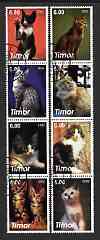 Timor 2003 Domestic Cats perf set of 8 cto used, stamps on , stamps on  stamps on cats