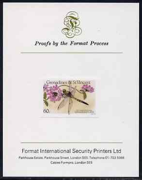 St Vincent - Grenadines 1986 Dragonflies 60c (Lepthemis vesiculosa) imperf proof mounted on Format International proof card