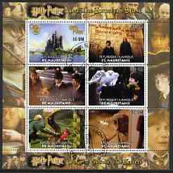 Mauritania 2003 Harry Potter (The Sorcerer's Stone & Chamber of Secrets) perf sheetlet containing set of 6 values cto used, stamps on , stamps on  stamps on personalities, stamps on  stamps on entertainments, stamps on  stamps on films, stamps on  stamps on cinema, stamps on  stamps on fantasy