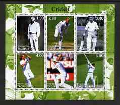 Tadjikistan 2000 Cricket perf sheetlet containing 6 values unmounted mint, stamps on sport, stamps on cricket