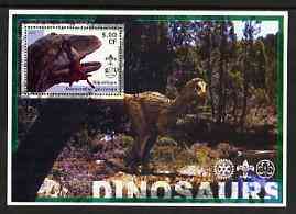 Congo 2002 Dinosaurs #06 perf s/sheet (also showing Scout, Guide & Rotary Logos) fine cto used, stamps on dinosaurs, stamps on scouts, stamps on guides, stamps on rotary