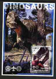 Congo 2002 Dinosaurs #09 perf s/sheet (also showing Scout, Guide & Rotary Logos) fine cto used, stamps on , stamps on  stamps on dinosaurs, stamps on  stamps on scouts, stamps on  stamps on guides, stamps on  stamps on rotary