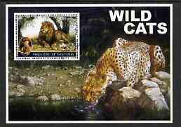 Somalia 2002 Wild Cats #02 perf s/sheet (also showing Baden Powell and Scout & Guide Logos) fine cto used, stamps on cats, stamps on lions, stamps on scouts, stamps on guides