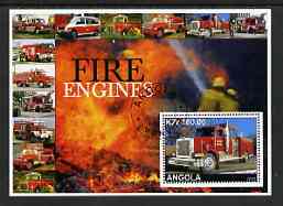 Angola 2002 Fire Engines perf s/sheet #01 fine cto used, stamps on , stamps on  stamps on fire