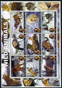 Somalia 2002 Wild Animals perf sheetlet containing set of 9 values (also showing Baden Powell and Scout & Guide Logos) fine cto used, stamps on , stamps on  stamps on animals, stamps on  stamps on scouts, stamps on  stamps on guides, stamps on  stamps on cats, stamps on  stamps on wolves, stamps on  stamps on bears