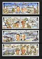 Isle of Man 1994 50th Anniversary of D-Day perf set of 8 (4 se-tenant pairs) unmounted mint, SG 606-13, stamps on , stamps on  stamps on , stamps on  stamps on  ww2 , stamps on  stamps on ships, stamps on  stamps on militaria, stamps on  stamps on aviation, stamps on  stamps on spitfires, stamps on  stamps on 