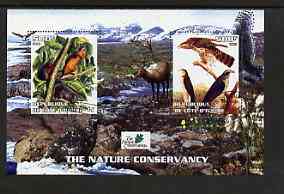 Ivory Coast 2003 The Nature Conservancy perf m/sheet containing 2 x 500f values (mammals & birds by John Audubon) fine cto used, stamps on wildlife, stamps on birds, stamps on mammals, stamps on environment, stamps on deer, stamps on audubon