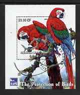 Congo 2003 Royal Society for Protection of Birds perf m/sheet (Parrots) fine cto used, stamps on , stamps on  stamps on environment, stamps on  stamps on birds, stamps on  stamps on parrots