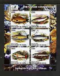 Benin 2003 The Nature Conservancy perf sheetlet containing set of 6 values (Fish) fine cto used, stamps on , stamps on  stamps on wildlife, stamps on  stamps on environment, stamps on  stamps on fish