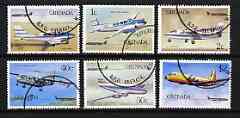 Grenada 1976 Airplanes perf set of 6 fine cto used SG 818-23, stamps on , stamps on  stamps on aviation, stamps on  stamps on piper, stamps on  stamps on beech, stamps on  stamps on dh, stamps on  stamps on britten, stamps on  stamps on hawker