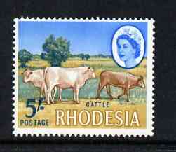 Rhodesia 1966 Cattle 5s (photogravure printing) from def set unmounted mint, SG 385, stamps on bovine