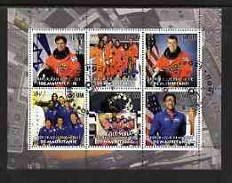 Mauritania 2003 The Columbia Shuttle Disaster perf sheetlet #02 containing 6 values fine cto used, stamps on , stamps on  stamps on space, stamps on  stamps on shuttle, stamps on  stamps on disasters