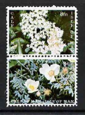 Calf of Man 1969 Flowers of the Isle of Man first issue perf set of 2 unmounted mint (Rosen CA154-55), stamps on flowers