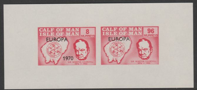 Calf of Man 1970 Europa opt'd on Churchill & Map imperf m/sheet (8m & 96m in red) with date missing from 96m unmounted mint (Rosen CA186MSa), stamps on , stamps on  stamps on europa, stamps on  stamps on churchill, stamps on  stamps on maps