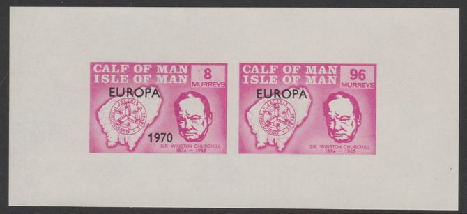 Calf of Man 1970 Europa opt'd on Churchill & Map imperf m/sheet (8m & 96m in mauve) with date missing from 96m unmounted mint (Rosen CA193MSa), stamps on , stamps on  stamps on europa, stamps on  stamps on churchill, stamps on  stamps on maps